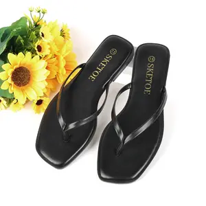 Flip Flops for Women Square Toe Flat Sandals for Women Comfortable Thong Sandals Leather Flip Flops Lightweight Summer Beach Sandals Dressy Vacation Essentials Slides