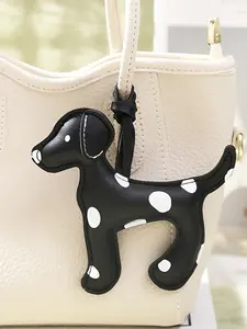 2 Piece Dalmatian Dog Keychain Set, Handmade Cute Cartoon Spot Dog Pendant, Puppy Keychain, PU Leather Dog Charm for Keys, Bags, Phone Chains, Holiday Gift