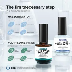 Professional Natural Nail Prep Dehydrate and Acid-Free Primer, Dehydrator for Acrylic and Gel Nail Polish, Non Acid Primer for UV Gels Fast Dry Superior Bonding Agent Gift Box Set