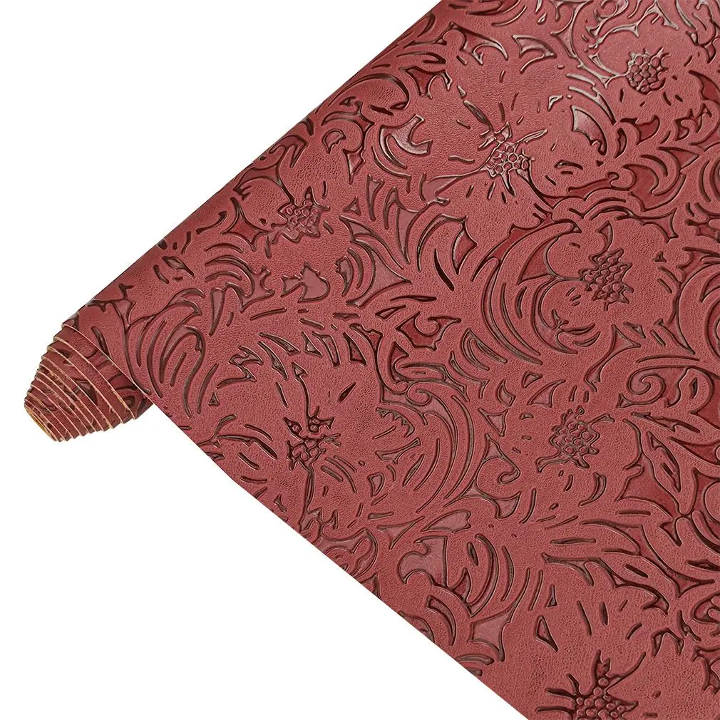 Retro Embossed Floral Artificial Leather Sheet - 12"x53" Synthetic PU, Soft Durable, Easy to Craft & Glue for Hair Bows, Sewing & DIY Supplies for Beginner & Experienced Crafters, US Overseas In-Stock