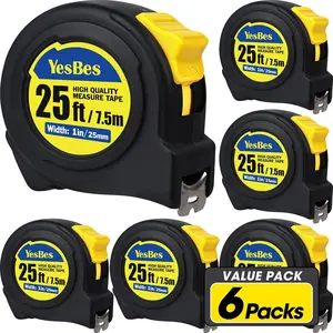 Tape Measure 25 ft, 6 Pack Bulk Easy Read Measuring Tape Retractable, Measurement Tape 25 FT by 1 in