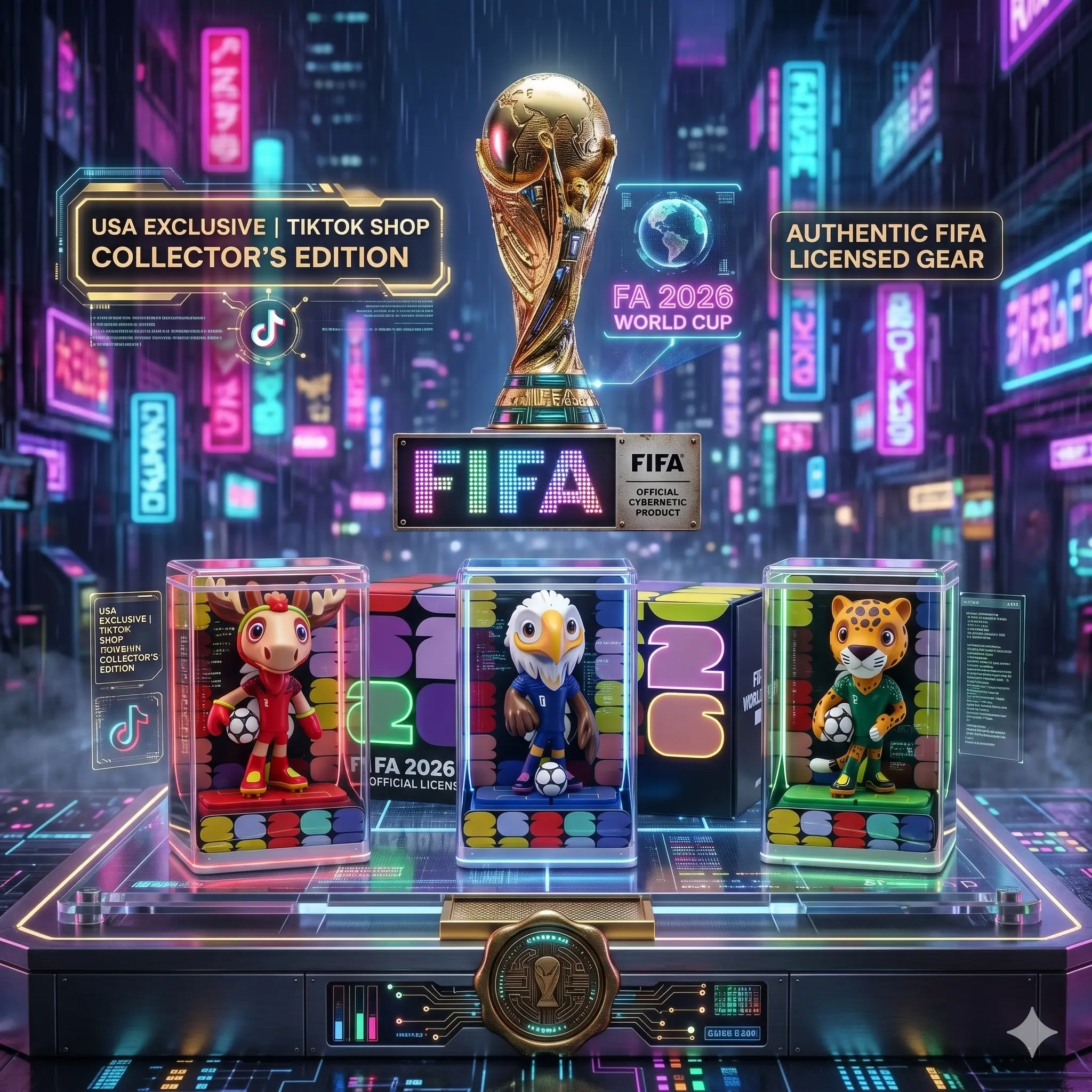 [Set of 3] FIFA 2026 World Cup Mascot Official Licensed-Clutch the Eagle, Maple the Moose, Zayu the Jaguar | USA Canada Mexico Soccer Fan Souvenirs & Collectibles