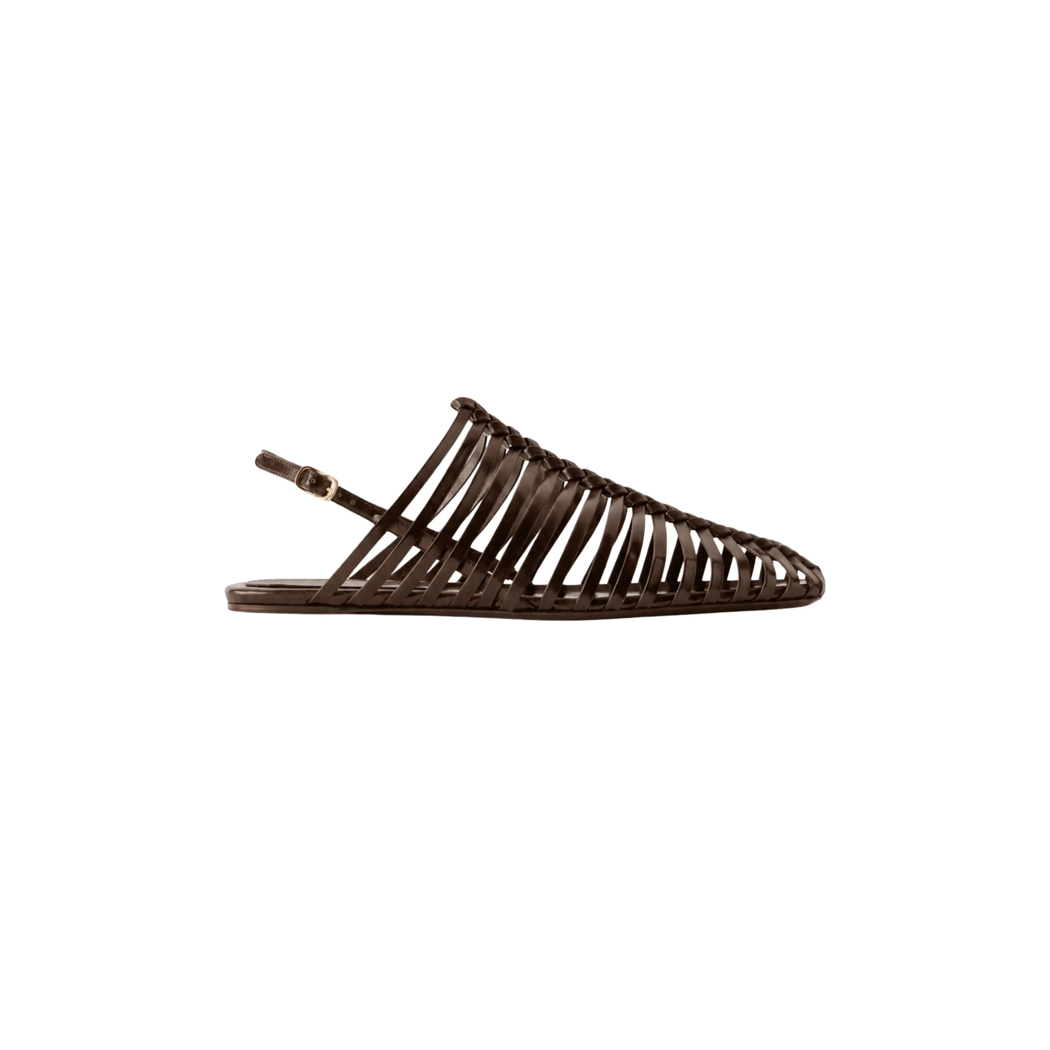 Women's Flat Open-Toe Cage Sandals - Dark Brown Footwear, Women's Shoe