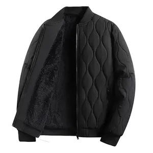Men's Black Quilted Pilot Jacket - Fleece Lined, Full Zip Closure, Ribbed Cuffs and Hem, Warm Casual Coat, A Must-Have for Cold Weather and Everyday Wear