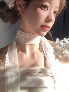 Long Women Lace Floral Hair Scarf, Elegant Embroidery Ribbon Scarves, Lady Wrist Headbands, Skinny Neckerchief Headwear, Lace Sheer Shawl