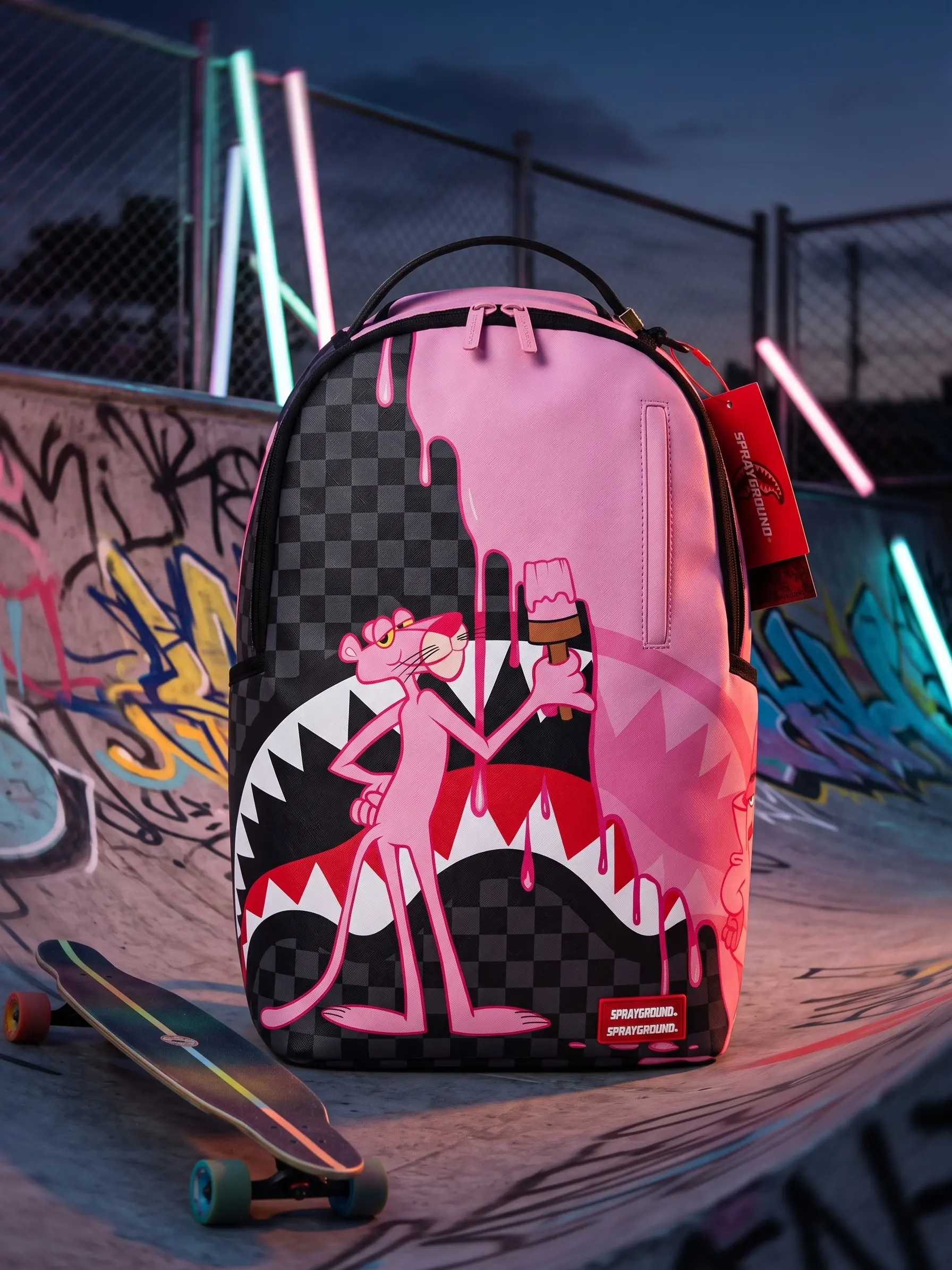 SG Pink Shark Backpack, Streetwear Trendy Spacious Durable Daypack, Urban Cartoon-Style Bag for Men, Women's School & Travel Gym Accessory