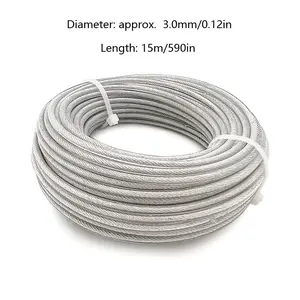 Garden Power Tool Accessories Steel Wire 3.0mm Trimmer Line for Brush Cutter Trimmer Head Steel Wire Mower Line, Round 3.0mm X 15m, Lawn Care Accessories, Durable Replacement String, Suitable for Mowers, Garden Tools