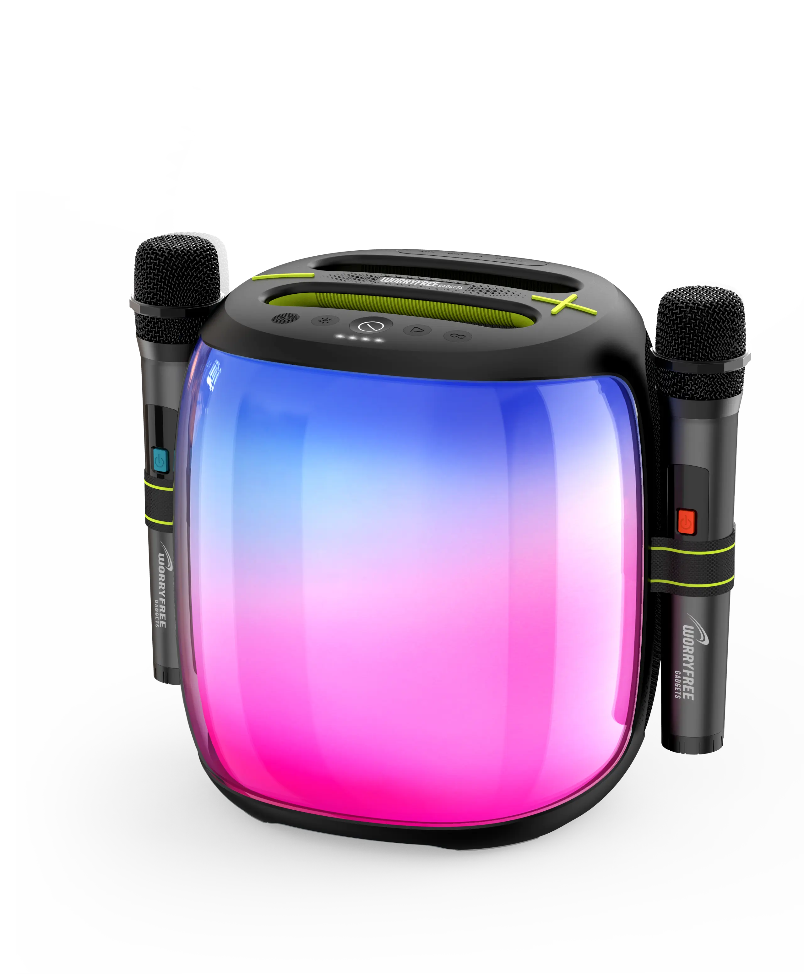 100W Portable Bluetooth RGB Lights Party Speaker with Two Microphones and tripod stand