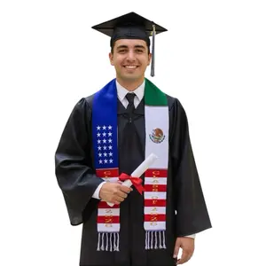 USA/Mexico Class of 2026 Mexican Graduation Stole. Clase 2026 Estola de Graduación Mexicana.