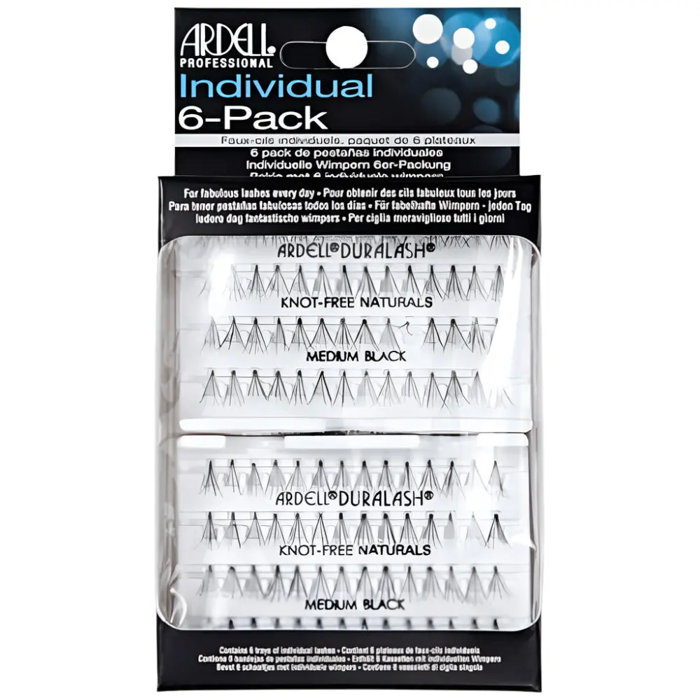 Ardell Duralash Naturals Knot-Free Individual Strands Eyelashes Extensions, Waterproof Black L-Curl Synthetic Fibers Cosmetic, 56-Lash Multi-Size (Short, Medium, Long) Combo Pack