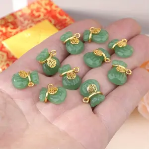 Jade Design Lucky Bag Charm, 10pcs/set DIY Jewelry Making Supplies, Jewelry Making Accessories for Necklace & Bracelet