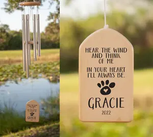 Personalized Pet Memorial Wind Chimes - Custom Wind Chime for Dog Memorial - Pet Loss Gift - Bereavement Gift for Dog Lovers