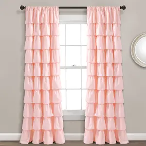 Lush Decor Ruffle Light Filtering Window Curtain Panels Single 50"W x 84"L - Curtains for Bedroom - Nursery Curtains - Coquette Decor