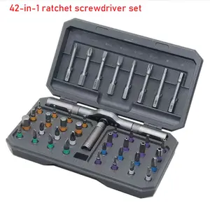 42-in-1 ratchet wrench, Precision ratchet screwdriver, Screwdriver tip Set - durable tool Set S2 Steel high-hardness maintenance and disassembly tools, compact screwdriver set, screwdriver tip set magnetic, flat head screwdriver