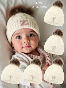 Kids' A-Z Letter Beanie Hat, Warm Knitted Cap, Snug Fit, Cozy Hat for Kids, for Boys & Girls Ages 5+, Perfect Winter Accessory for Outdoor Activities