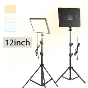 12" LED Video Fill Light with Adjustable Tripod Stand, 360° Rotatable Bracket, USB Powered for Photography, Makeup, Meetings, Group Selfie, Live Streaming - No Battery Included