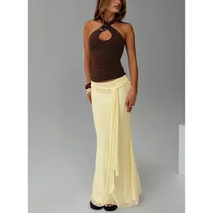 Caviar Tie Maxi Skirt Lemon