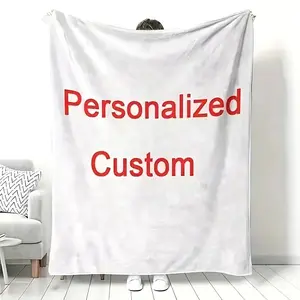 [Custom] 1pc Custom Blanket with Picture, Extra Soft Personalized Blanket, HD Printed Custom Photo Blanket, Comfortable Custom Blanket.Custom Gift for Girls, Boys, Adults, Grandpa, Grandma, Daughter, Son, Sisters, Parents, Valentine's Day Gift.Lightweig