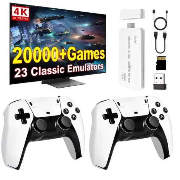 Retro Game Stick Built-in Emulators, Plug & Play Wireless Dual Joystick Controllers, HDMI Output for TV, Monitor & Projector, Perfect Gift for Birthday, Graduation, Father’s Day, Boyfriend