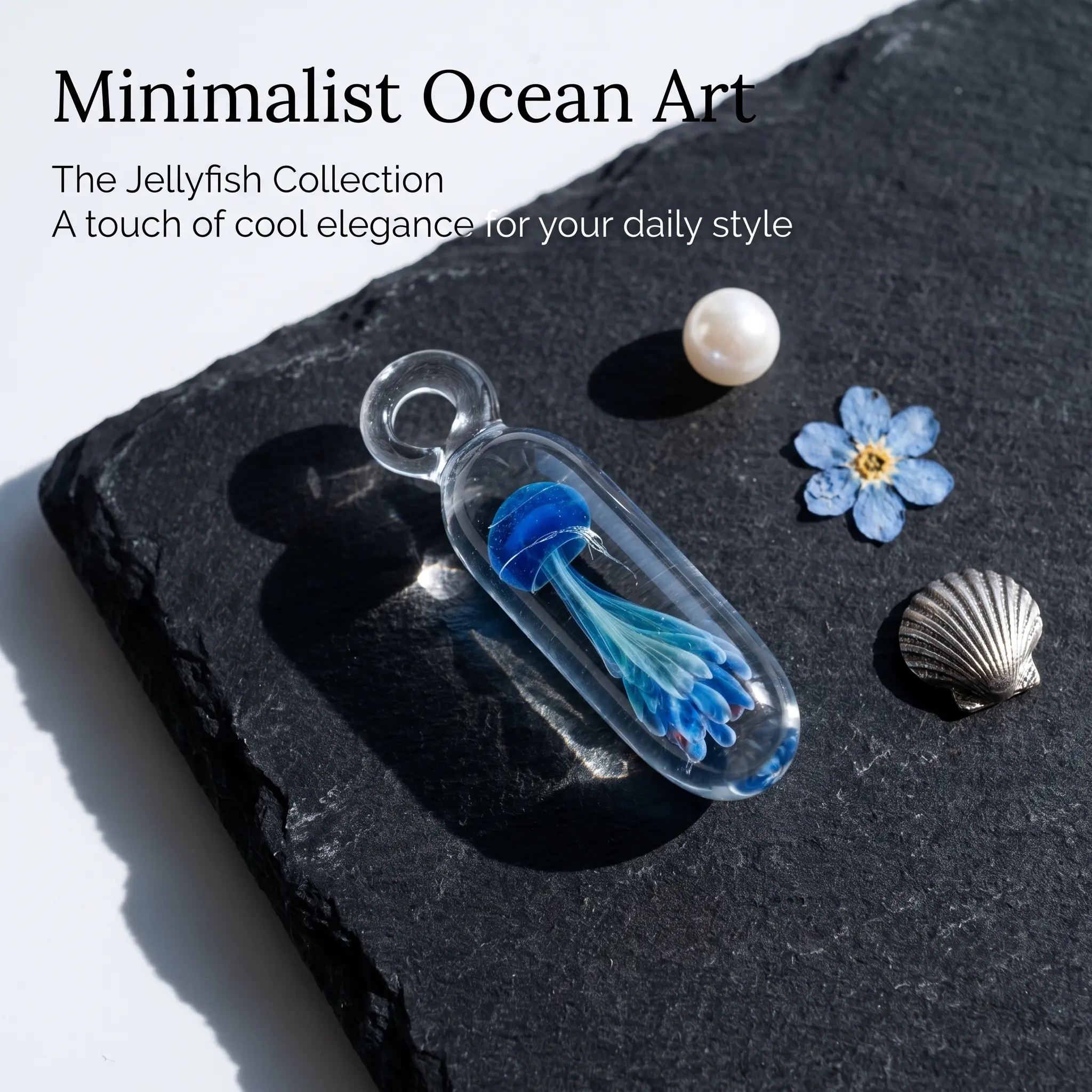 Hand Blown Glass Jellyfish Pendant Necklace - Unisex Spiritual Ocean Theme Handmade Jewelry, Unique Gift Option