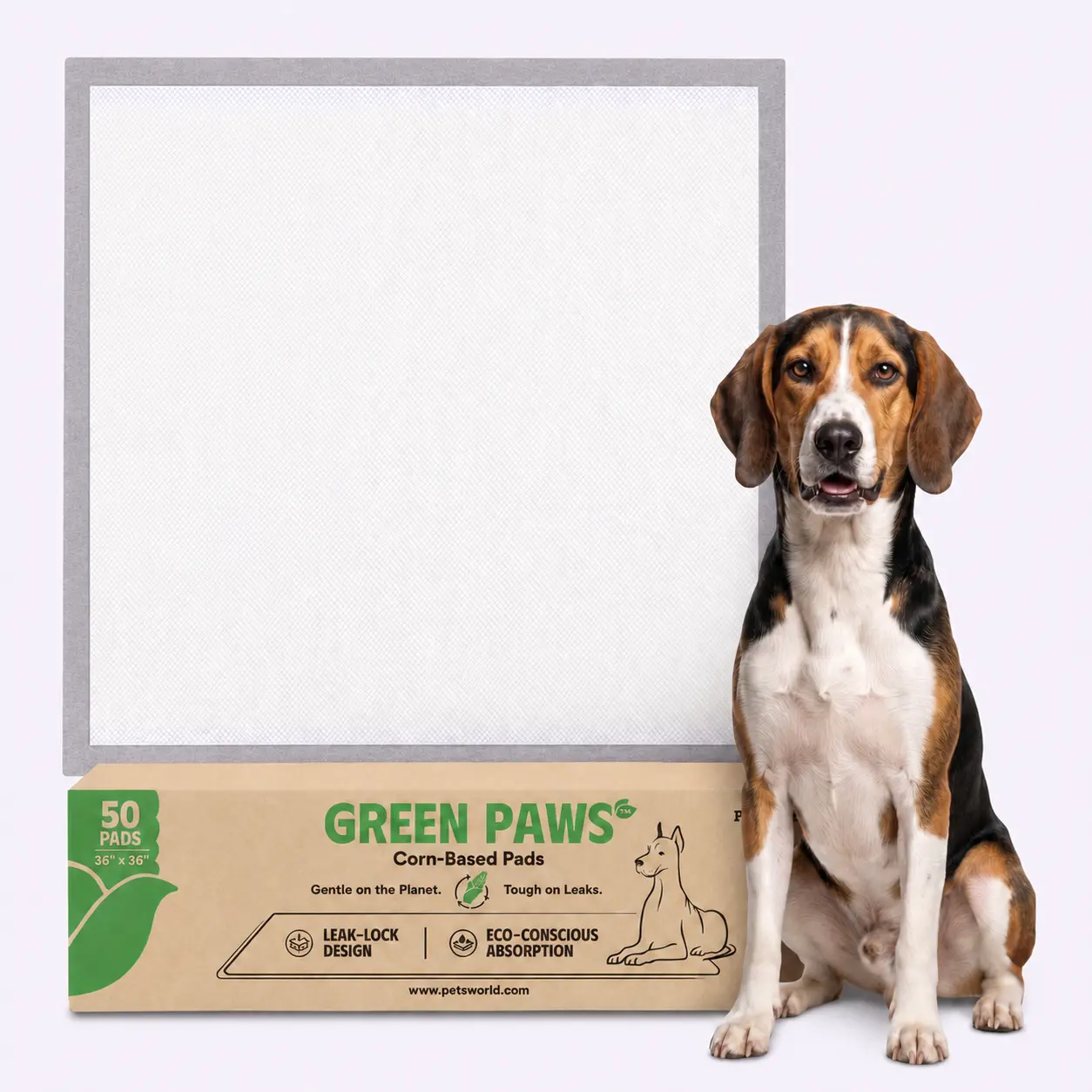 GreenPaws Gigantic Dog Pee Pads (36x36 Inch) - Extra Large Puppy Training Pads with Built-In Attractant, Premium Corn-Based Plant-Based Unbleached Potty Pads, Leak-Proof with Odor Neutralizing