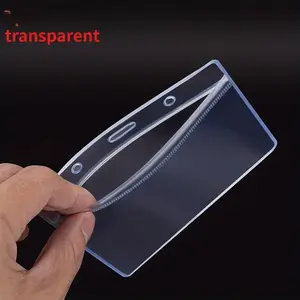 2D 10pcs ID Card Sleeve, Transverse Transparent Flexible Tear-proof Card, Large-capacity Easy-to-open Plastic Soft ID Brand Sleeve, Suitable for Conferences, Conferences, Offices, Schools, ID Badge Holder