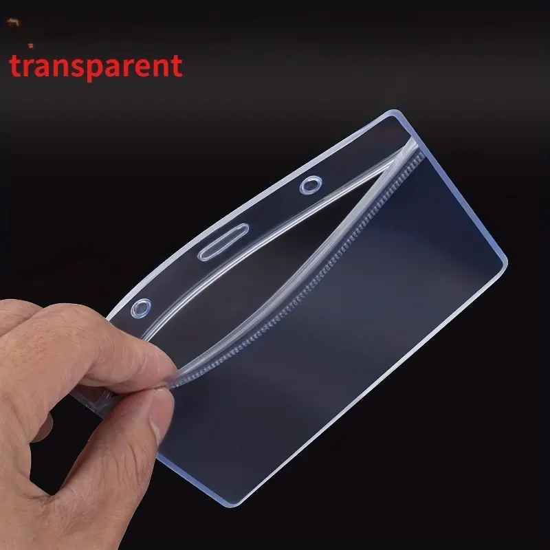 2D 10pcs ID Card Sleeve, Transverse Transparent Flexible Tear-proof Card, Large-capacity Easy-to-open Plastic Soft ID Brand Sleeve, Suitable for Conferences, Conferences, Offices, Schools, Clear ID Badge Holder, Id Holders For Badges, Office Supplies