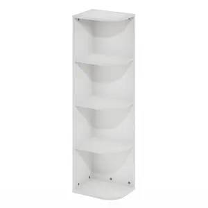 PASIR Bookcase, 4-Tier Corner Open Shelf Bookcase, Standing Bookcase, for Organization and Storage, 9.3 x 12 x 41.4, for Living Room Bedroom Home Office, White