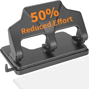 Heavy Duty 3 Hole Punch, 40-Sheet Heavy Duty Paper Punch, 50% Reduced Effort 3-Hole Punch,  Metal Hole Puncher 3 Ring, Three-Hole Paper Puncher w/Large Chip Tray for Classroom, Office,