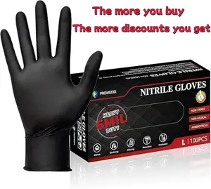 PROMEDIX P Heavy Duty Nitrile Gloves,6mil-100 Count,Black Disposable Cooking Gloves,Latex Free,Powder Free