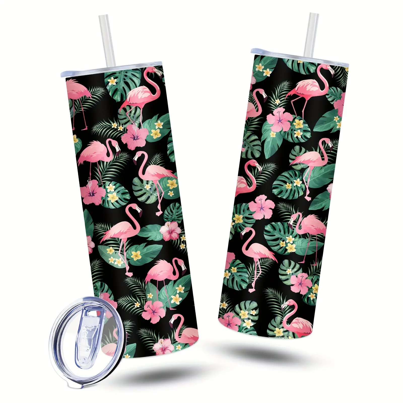 20oz Slim Flamingo Stainless Steel Insulated Car Tumbler Flask - Travel Coffee Cup with Lid, Portable Reusable Water Mug for Car, Outdoor Use, Ideal Holiday Gift for Friends, Flasks