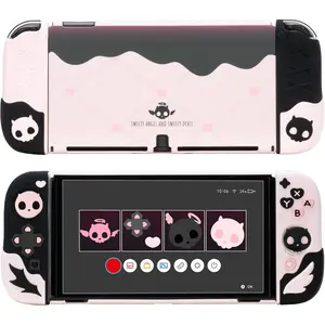 L-RDC005  Protective Case for Switch OLED Model,Anti-Scratch Slim Cover Case Compatible with Switch OLED Separable Soft Silicone Shell with 2 Thumb Grip Caps- Sweetheart Skull