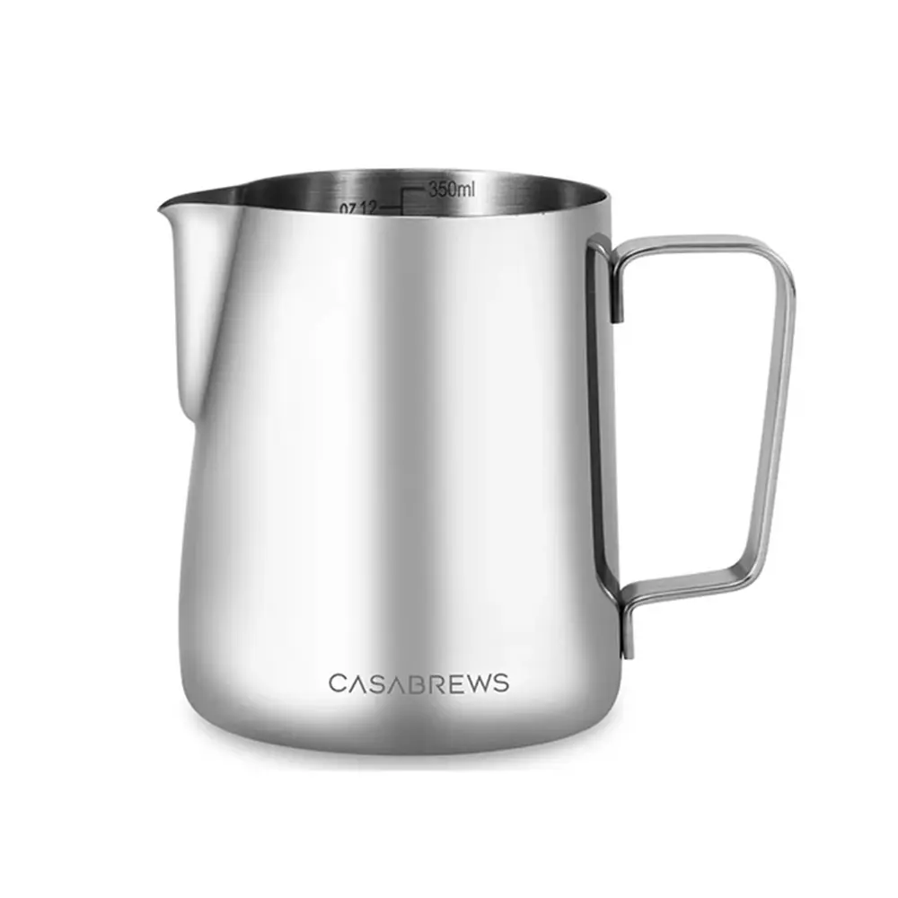 CASABREWS New CASMP350 304 Food-Grade SS Milk Frothing Pitcher - 350ml(12oz) Stainless Steel, Sharp Spout, Anti-Collision Espresso Accessory for Home Coffee Setup, Beginners, Boyfriend