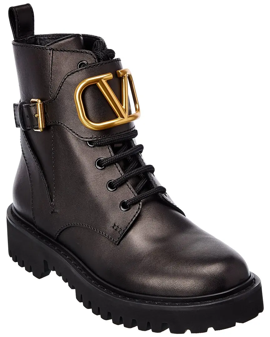 Valentino VLogo 35 Leather Combat Boot