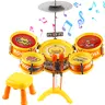 Toddler Drum Set with Chair - Mini Drum Toys with Stickers & Drumsticks for Kids 1-3 Years, Musical Learning & Gift for Boys & Girls Drum Kit
