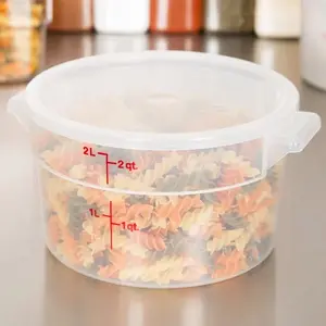 Cambro 2 Qt. Translucent Round Polypropylene Food Storage Container with Lid - Airtight Jar Utensils - Kitchen Canister foodstorage freezersafe containers food cover microwave-safe preserving containers