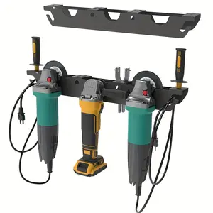 Metal Wall-mounted Organizer for Grinders, Sturdy Garage Tool Storage Solution for Parking Garages, Multiple Hanging Options, Drill Bit Holder, Angle Grinder Holder, Power Tool Organizer