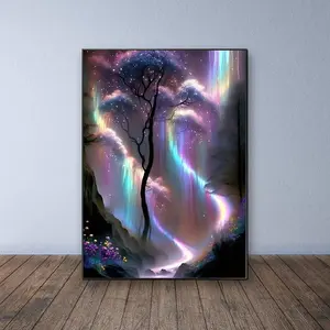 Aurora Tree Pattern DIY Diamond Arts Colorful Painting Kit without Frame, Crafts, DIY 5D Diamond Arts Colorful Painting Kit, Wall Art Decor for Home, Diamond Art Tools