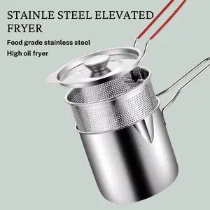 Stainless Steel Multi-Functional Deep Fryer for Household Use, Small Oil Pan, Skewer Fryer, Electromagnetic Stove, Mini Energy-Saving Fryer, Deep Fryer Pot