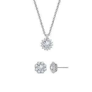 Radiance by Absolute™ 8.59ctw Round Halo Necklace and Earrings Set