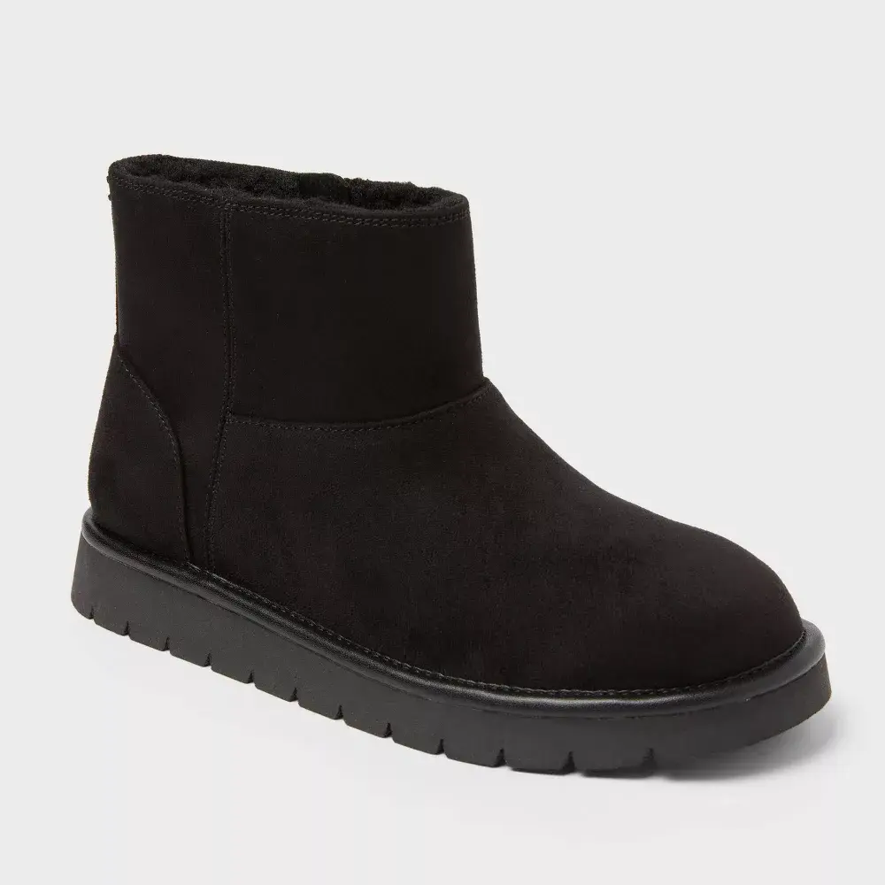 Universal Thread Women’s May Shearling Lined Suede Ankle Boots - Black