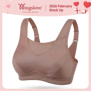 Wingslove High Impact Sports Bras for Women Plus Size Non Padded Wirefree Workout Bra Bounce Control