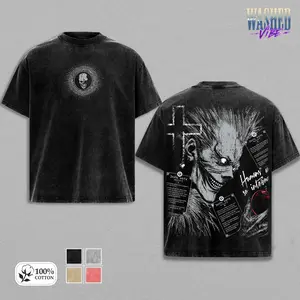 Ryuk Death Note Vintage Washed T-Shirt, Shinigami Anime Oversized Hip Hop Streetwear Tee, fan merch,Heavy Cotton Dark Aesthetic Graphic Shirt, Retro Manga Unisex Top Gift,anime graphic shirt,