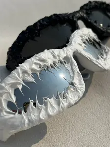 Handmade Lava Design Decorative Glasses, Festival Halloween Gothic Spikes, Cyberpunk Y2K Style, Unisex Party Wear, Random Print