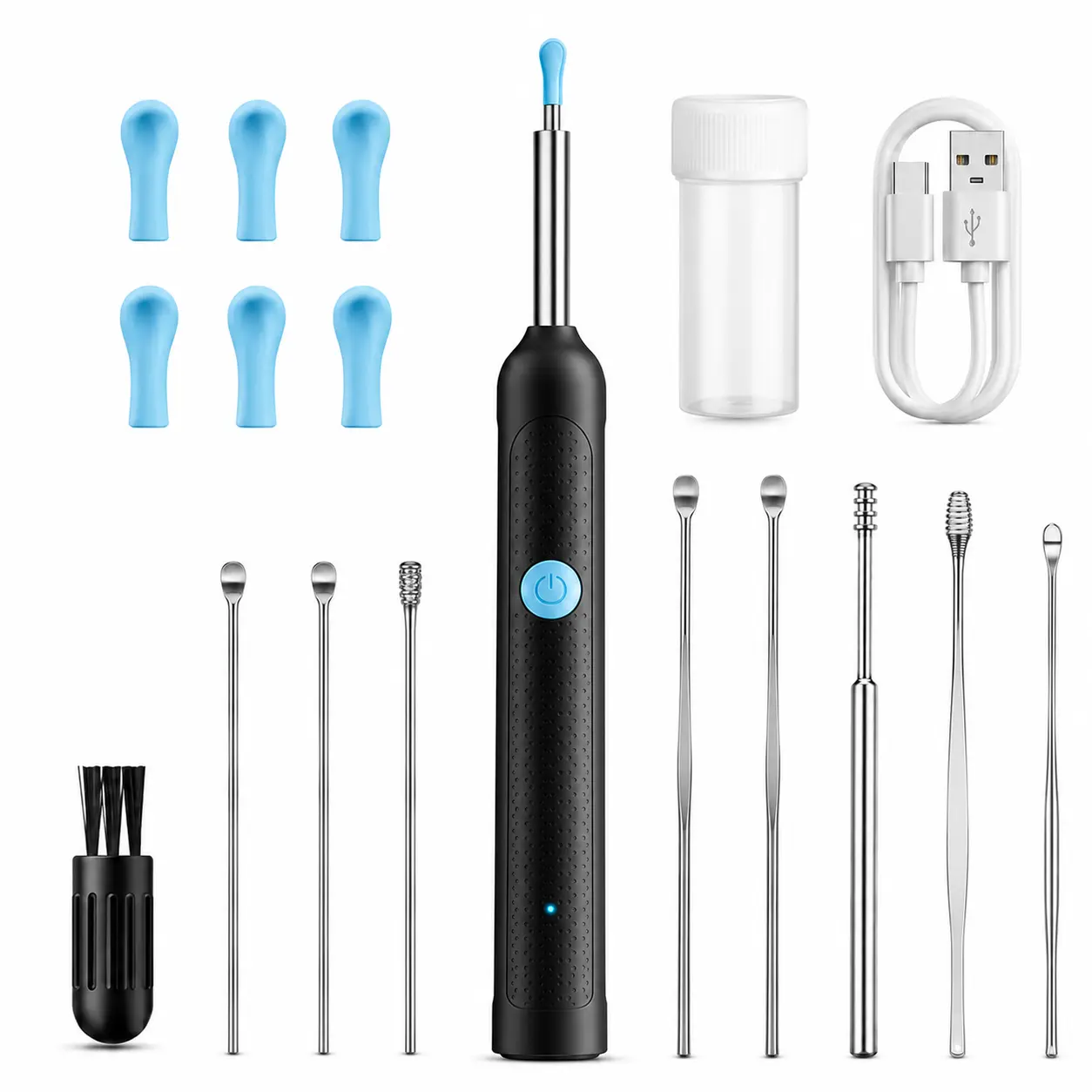 Ear Wax Removal Tool with Camera, 1080P HD Wireless Ear Cleaner with LED Light, 6 Silicone Tips, Type-C Rechargeable, for iPhone & Android