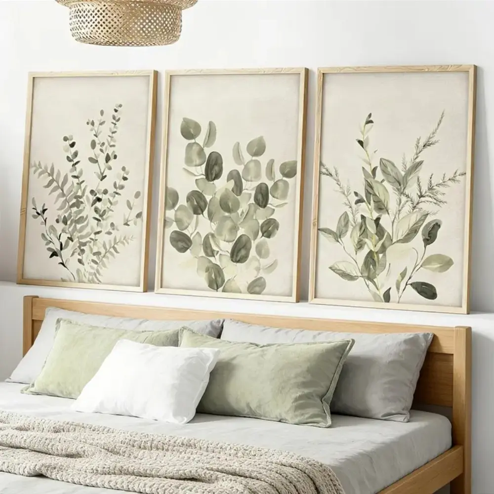 3 Pieces Watercolor Botanical Herbs Antique Beige Kitchen Art, Modern Minimalist Wall Mural, Fresh Pastoral Home Decor, Contemporary Gallery Art, Soft Tone Painting, Aesthetic Wall Decor for Kitchen and Dining Room, Framed or Unframed