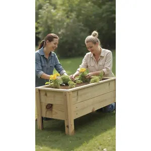 Custom Outdoor Wood Long Heavy Duty Planter Box for Gardening Vegetable, Flowers