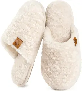 EverFoams Women's Fuzzy Slip-on Slippers Warm Cozy Soft Lightweight Memory Foam Indoor House Shoes