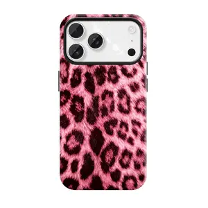 Pink leopard-print girl color, suitable for iPhone17 Pro Max, 17Pro, 16Pro, 15, 14, 13, 12. Beautiful phone case |       Shockproof protective case |       Smart phone case, a gift for girls