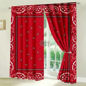 Vintage Style Bandana Pattern Curtain, Retro Style Curtain, Window Curtain, Home Decoration Curtain, for Home Living Room Bedroom, Home Decor, Window Hanging